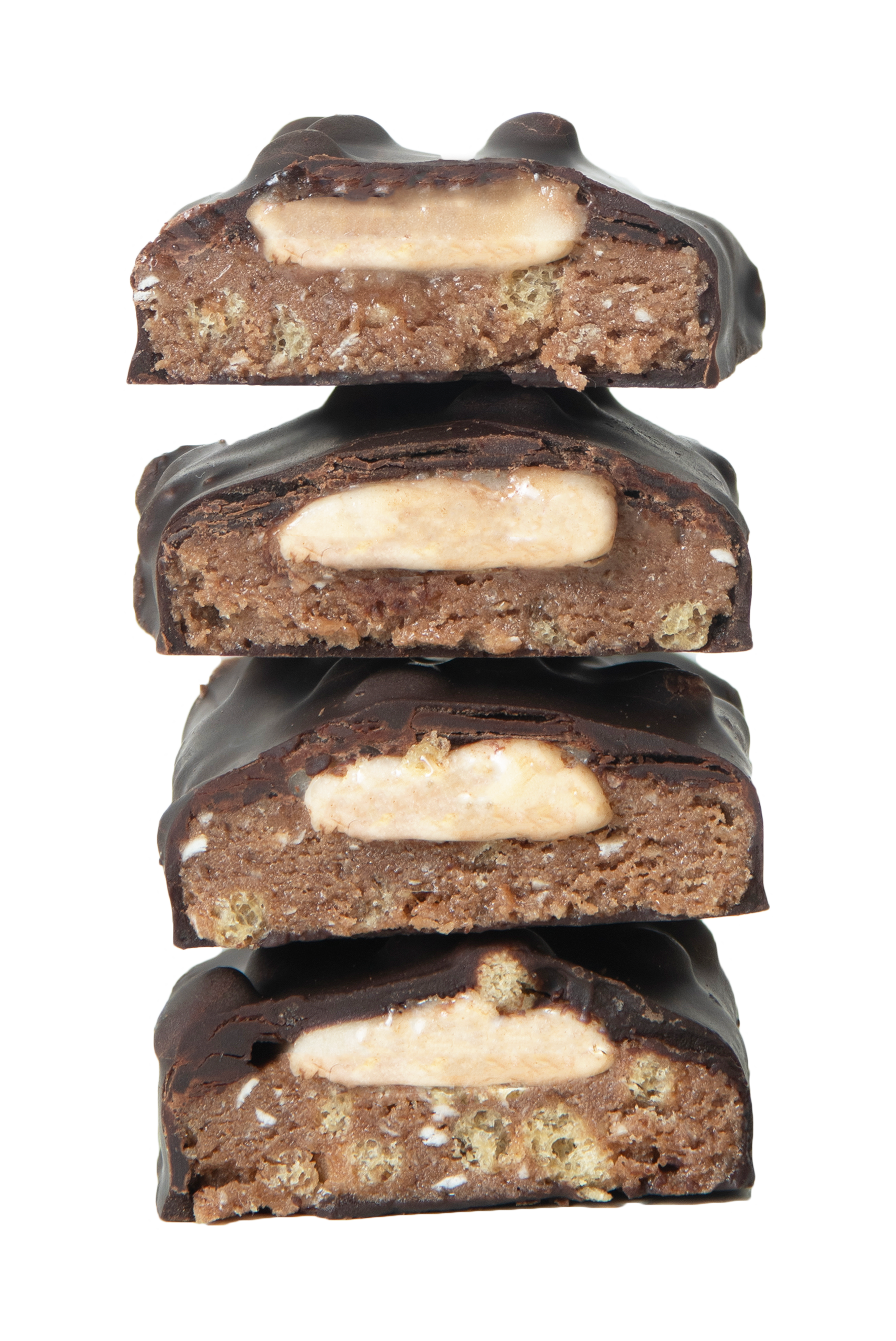 stack of yubibar Mint Choc Protein Bars showing the inside